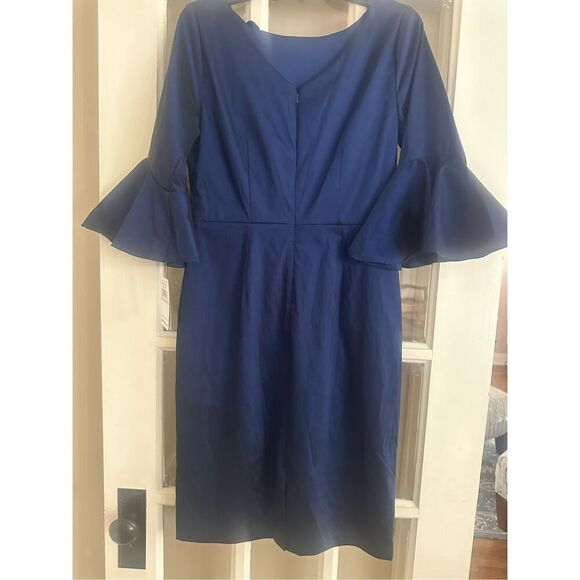 Alex Evenings Womens Side Ruched Midi Sheath Dress navy blue size 6 - Picture 7 of 10